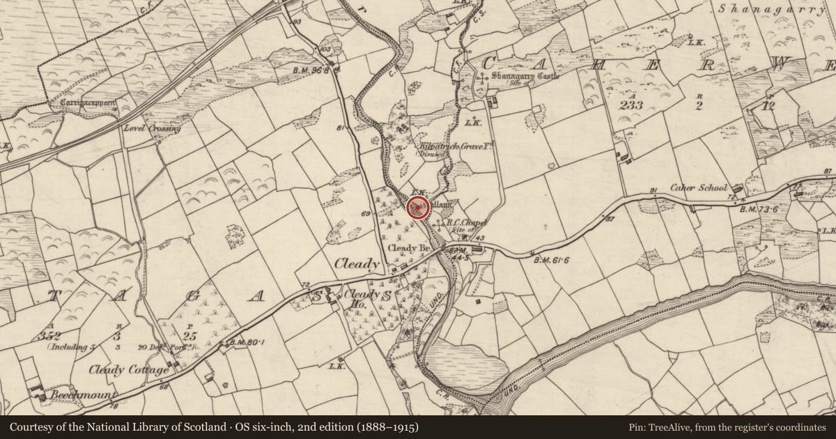 Ordnance Survey six-inch map, 2nd edition (1888–1915) covering the location of Standing stone, Caher West, County Kerry, with a pin at the register's coordinates