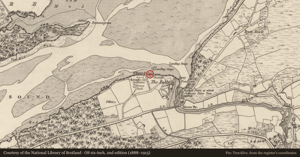 Ordnance Survey six-inch map, 2nd edition (1888–1915) covering the location of Ritual site - holy well, Kenmare Old, County Kerry, with a pin at the register's coordinates
