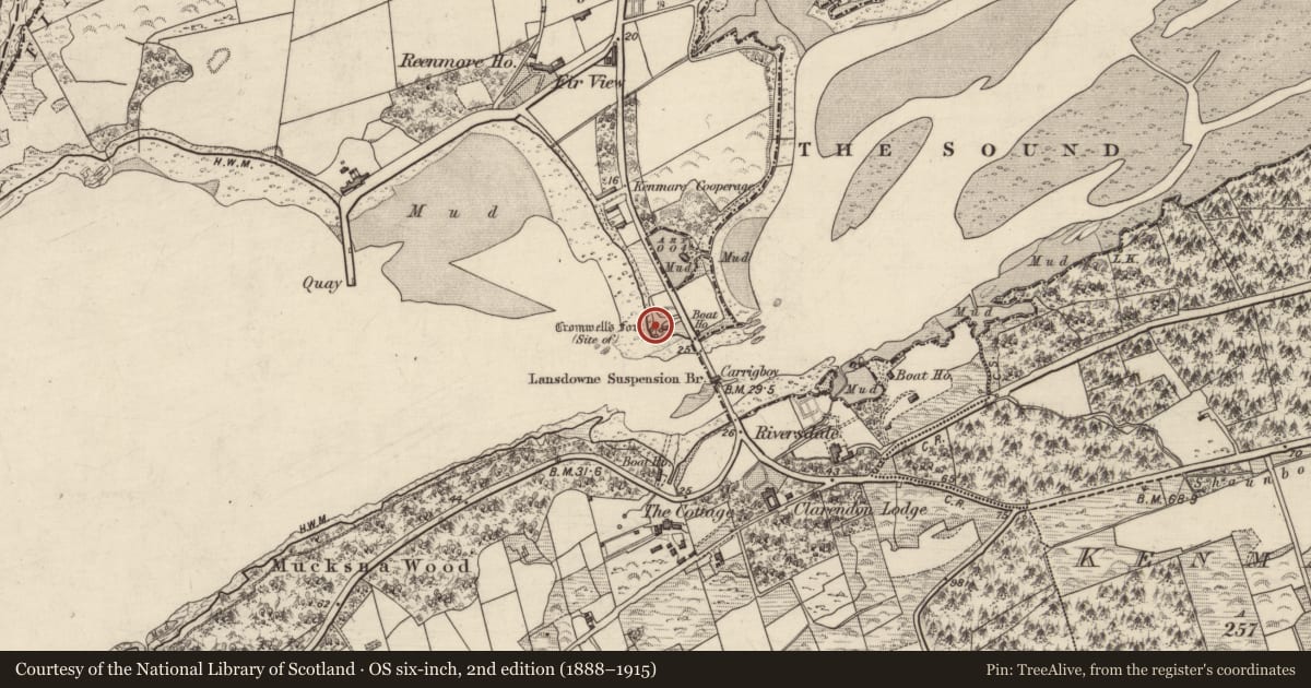Ordnance Survey six-inch map, 2nd edition (1888–1915) covering the location of Fortification, Kenmare, County Kerry, with a pin at the register's coordinates