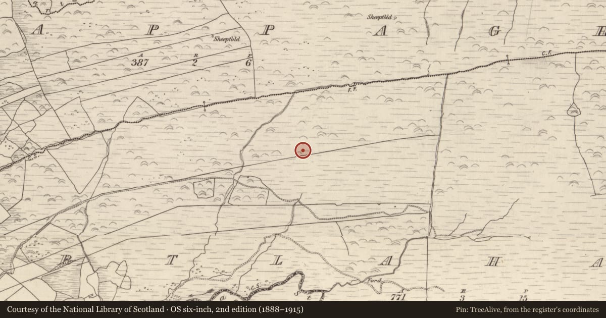Ordnance Survey six-inch map, 2nd edition (1888–1915) covering the location of Enclosure, Gortlahard, County Kerry, with a pin at the register's coordinates