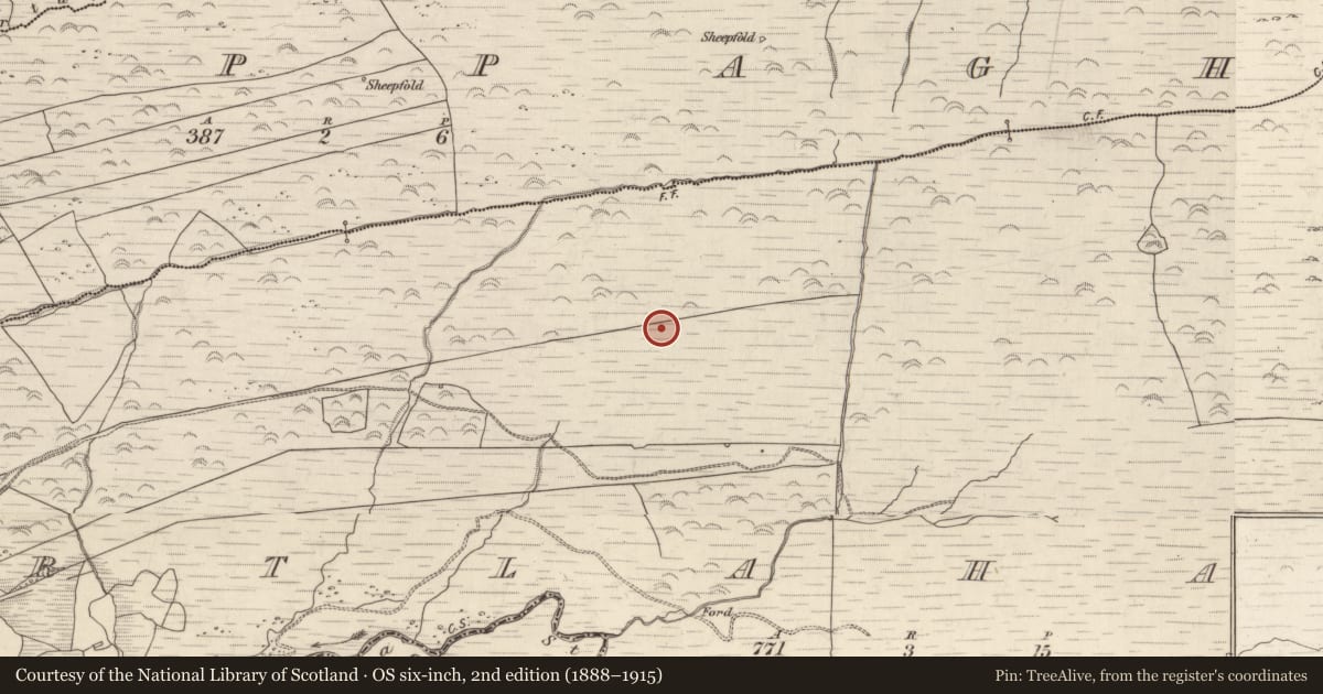Ordnance Survey six-inch map, 2nd edition (1888–1915) covering the location of Fulacht fia, Gortlahard, County Kerry, with a pin at the register's coordinates