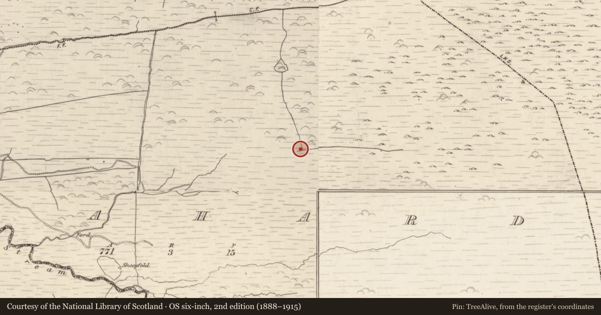 Ordnance Survey six-inch map, 2nd edition (1888–1915) covering the location of Field boundary, Gortlahard, County Kerry, with a pin at the register's coordinates