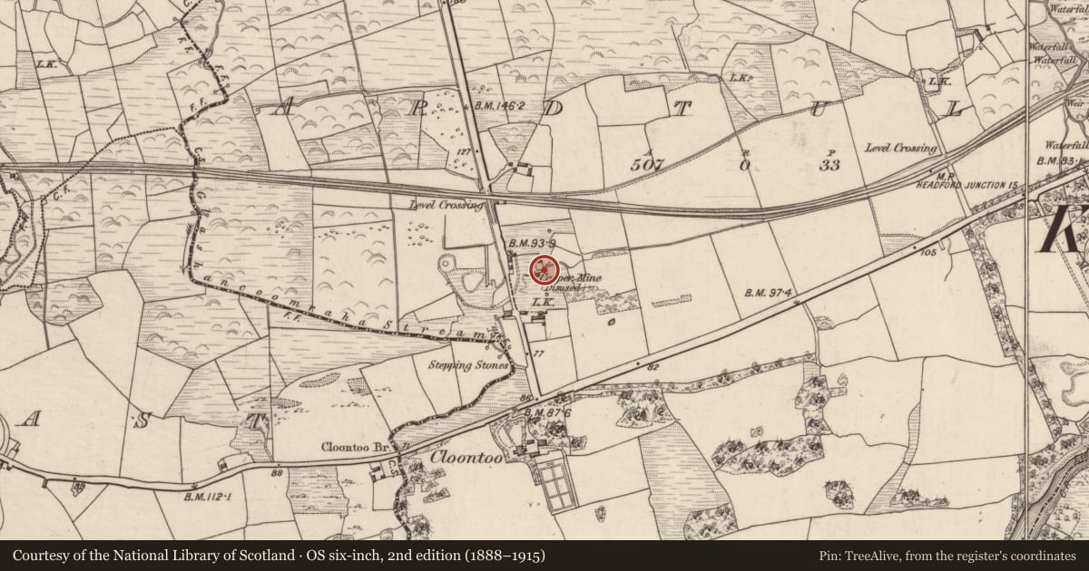 Ordnance Survey six-inch map, 2nd edition (1888–1915) covering the location of Mine, Ardtully, County Kerry, with a pin at the register's coordinates