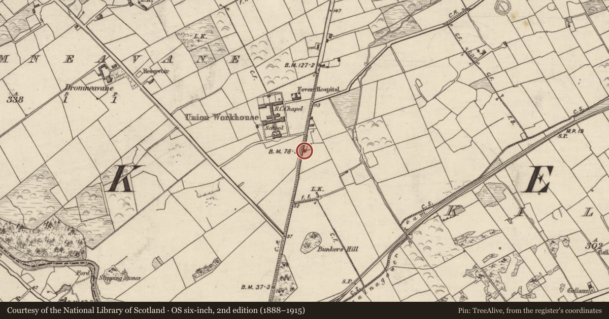 Ordnance Survey six-inch map, 2nd edition (1888–1915) covering the location of Excavation - miscellaneous, Kilmurry, County Kerry, with a pin at the register's coordinates