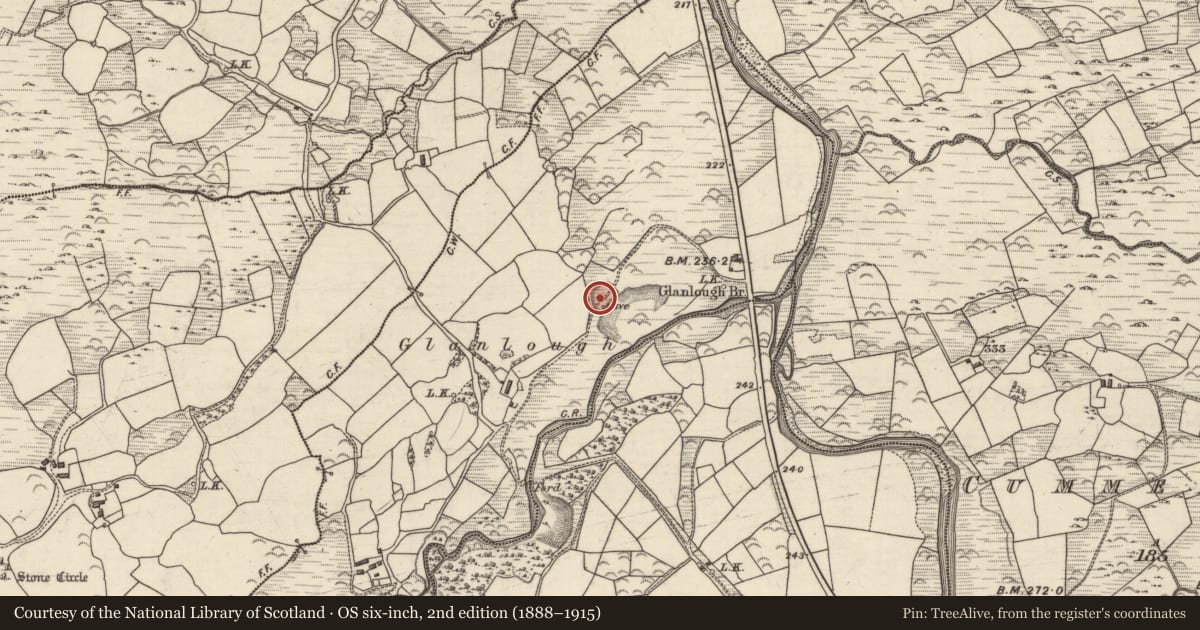 Ordnance Survey six-inch map, 2nd edition (1888–1915) covering the location of Ringfort - rath, Gullaba, County Kerry, with a pin at the register's coordinates