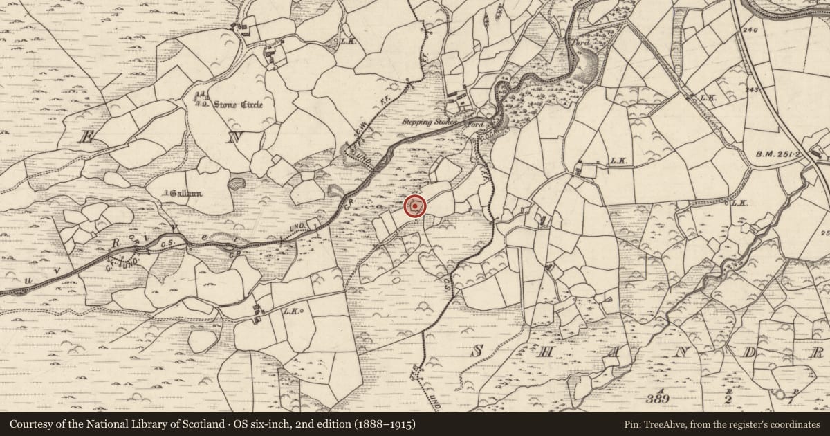Ordnance Survey six-inch map, 2nd edition (1888–1915) covering the location of Ringfort - cashel, Gullaba, County Kerry, with a pin at the register's coordinates