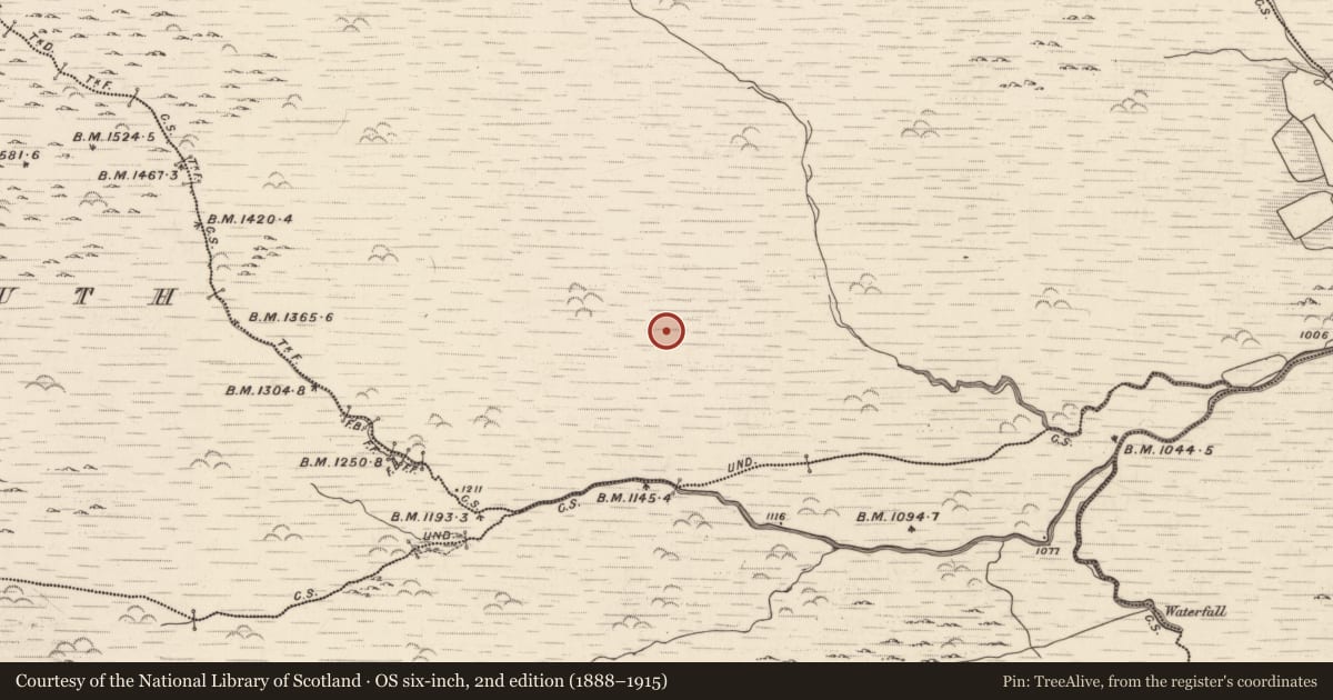 Ordnance Survey six-inch map, 2nd edition (1888–1915) covering the location of Cairn - burial cairn, Barnastooka, County Kerry, with a pin at the register's coordinates