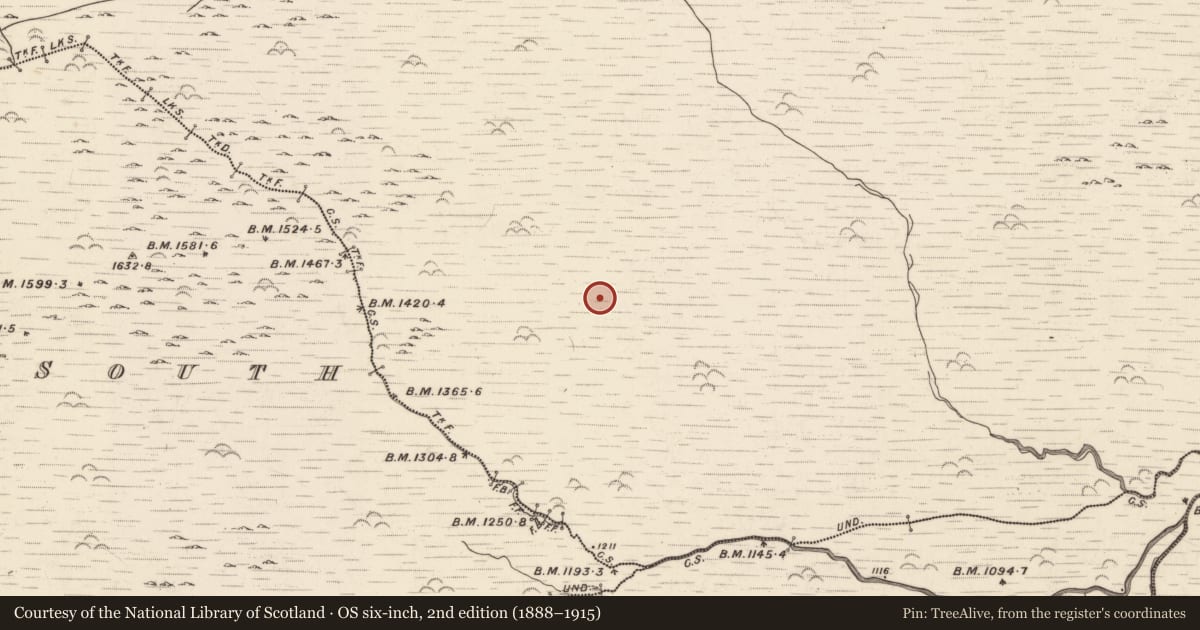 Ordnance Survey six-inch map, 2nd edition (1888–1915) covering the location of Hut site, Barnastooka, County Kerry, with a pin at the register's coordinates