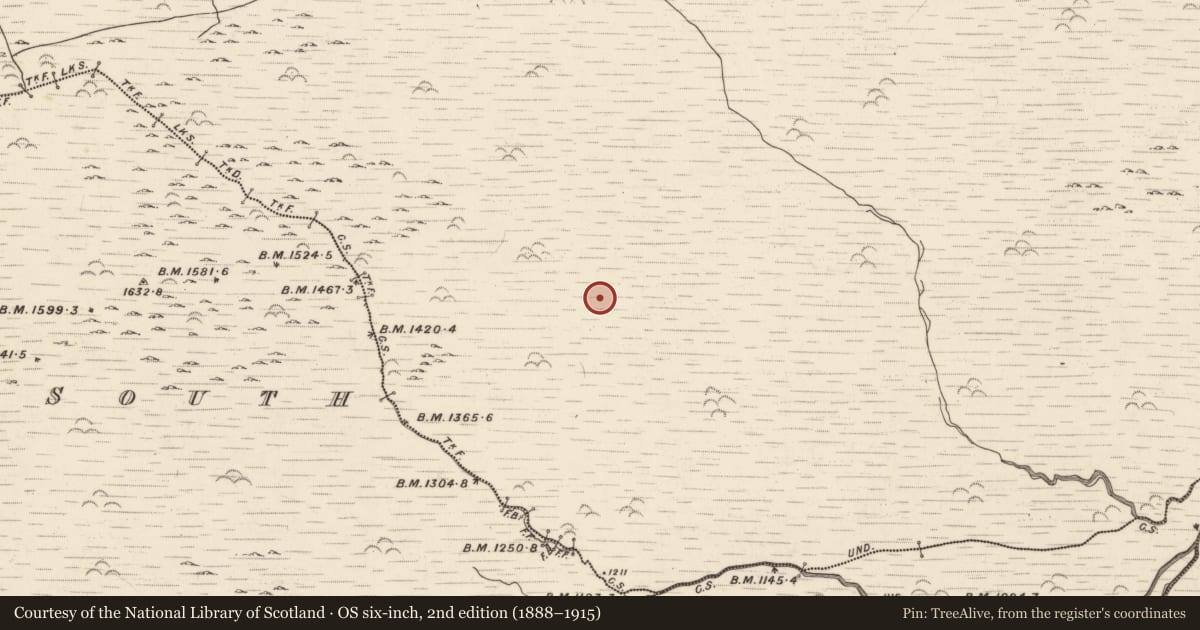 Ordnance Survey six-inch map, 2nd edition (1888–1915) covering the location of Hut site, Barnastooka, County Kerry, with a pin at the register's coordinates