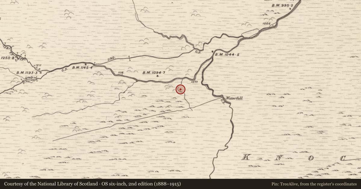 Ordnance Survey six-inch map, 2nd edition (1888–1915) covering the location of Booley hut, Cummeen Upper, County Kerry, with a pin at the register's coordinates
