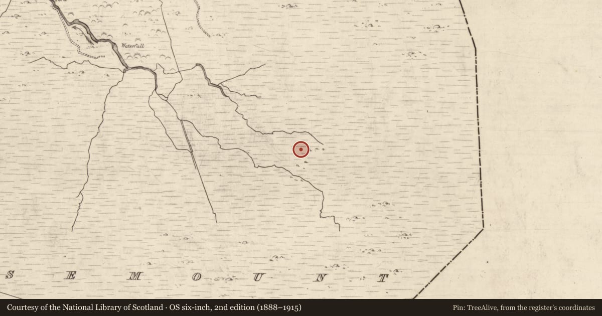Ordnance Survey six-inch map, 2nd edition (1888–1915) covering the location of Hut site, Grousemount, County Kerry, with a pin at the register's coordinates