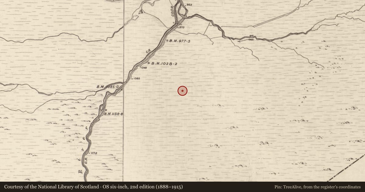 Ordnance Survey six-inch map, 2nd edition (1888–1915) covering the location of Booley hut, Grousemount, County Kerry, with a pin at the register's coordinates