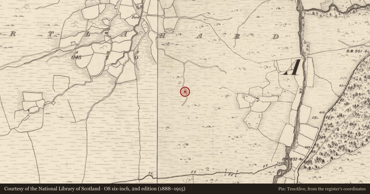 Ordnance Survey six-inch map, 2nd edition (1888–1915) covering the location of Hut site, Gortlahard, County Kerry, with a pin at the register's coordinates
