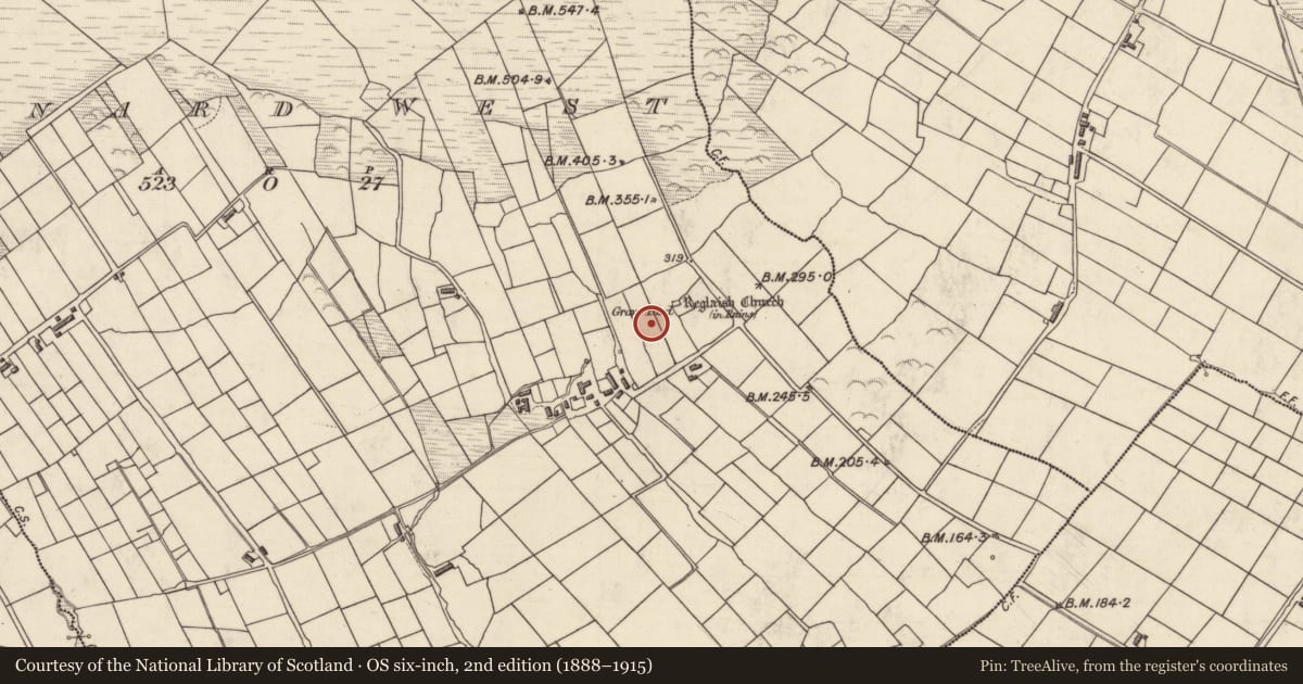 Ordnance Survey six-inch map, 2nd edition (1888–1915) covering the location of Ringfort - rath, Cinn Aird Thiar (TC Baile an Sceilg), County Kerry, with a pin at the register's coordinates