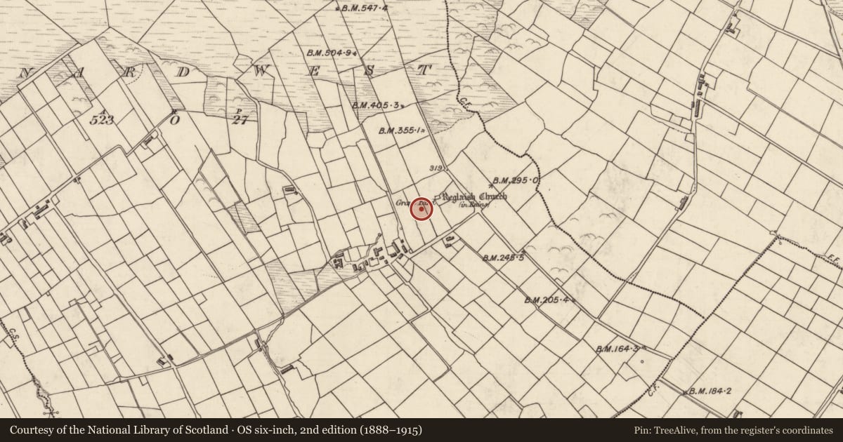 Ordnance Survey six-inch map, 2nd edition (1888–1915) covering the location of Hut site, Cinn Aird Thiar (TC Baile an Sceilg), County Kerry, with a pin at the register's coordinates