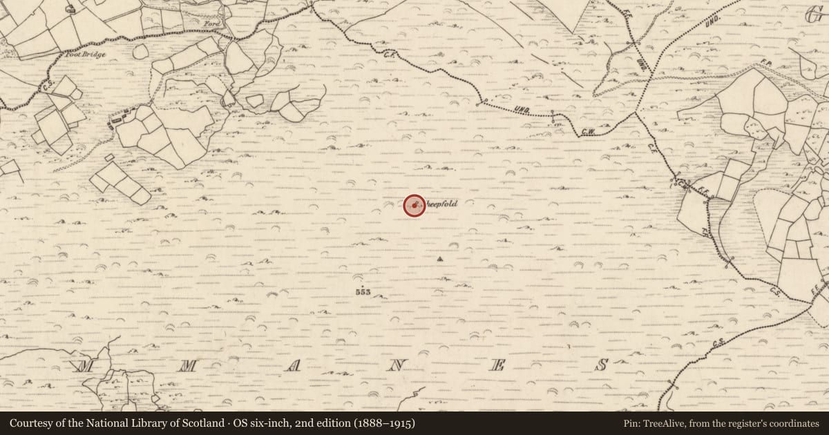 Ordnance Survey six-inch map, 2nd edition (1888–1915) covering the location of Hut site, Na Comáin, County Kerry, with a pin at the register's coordinates