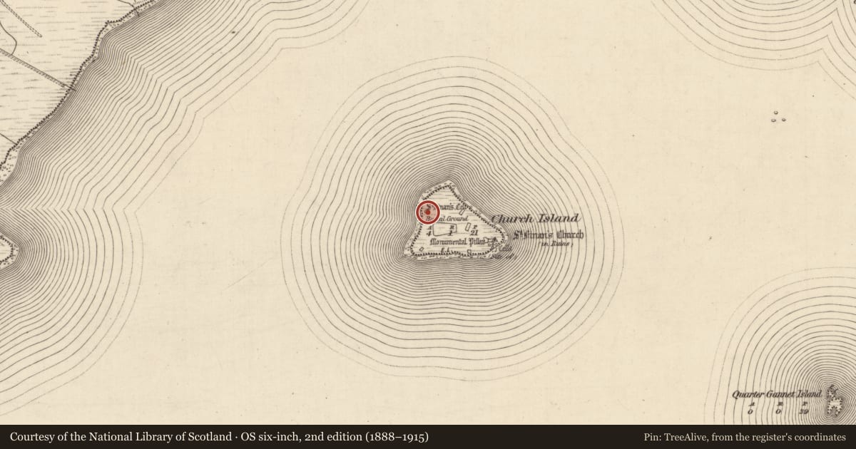 Ordnance Survey six-inch map, 2nd edition (1888–1915) covering the location of House - early medieval, Church Island, County Kerry, with a pin at the register's coordinates