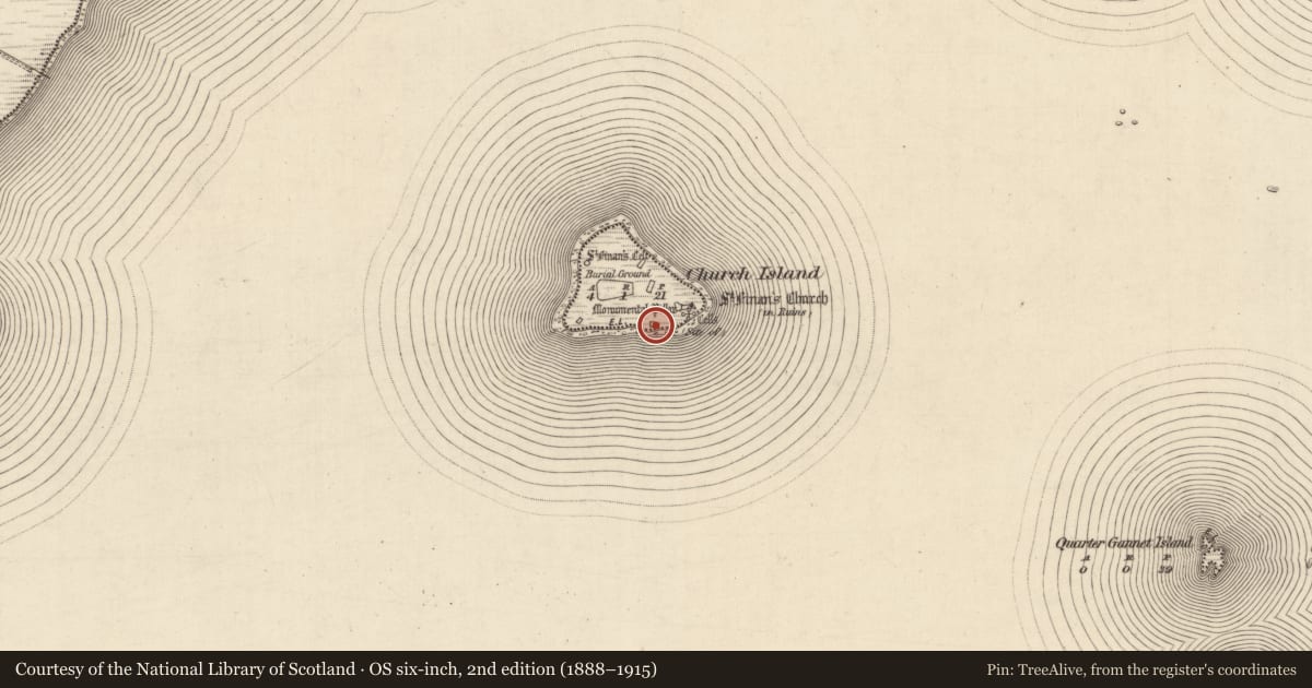 Ordnance Survey six-inch map, 2nd edition (1888–1915) covering the location of House - indeterminate date, Church Island, County Kerry, with a pin at the register's coordinates