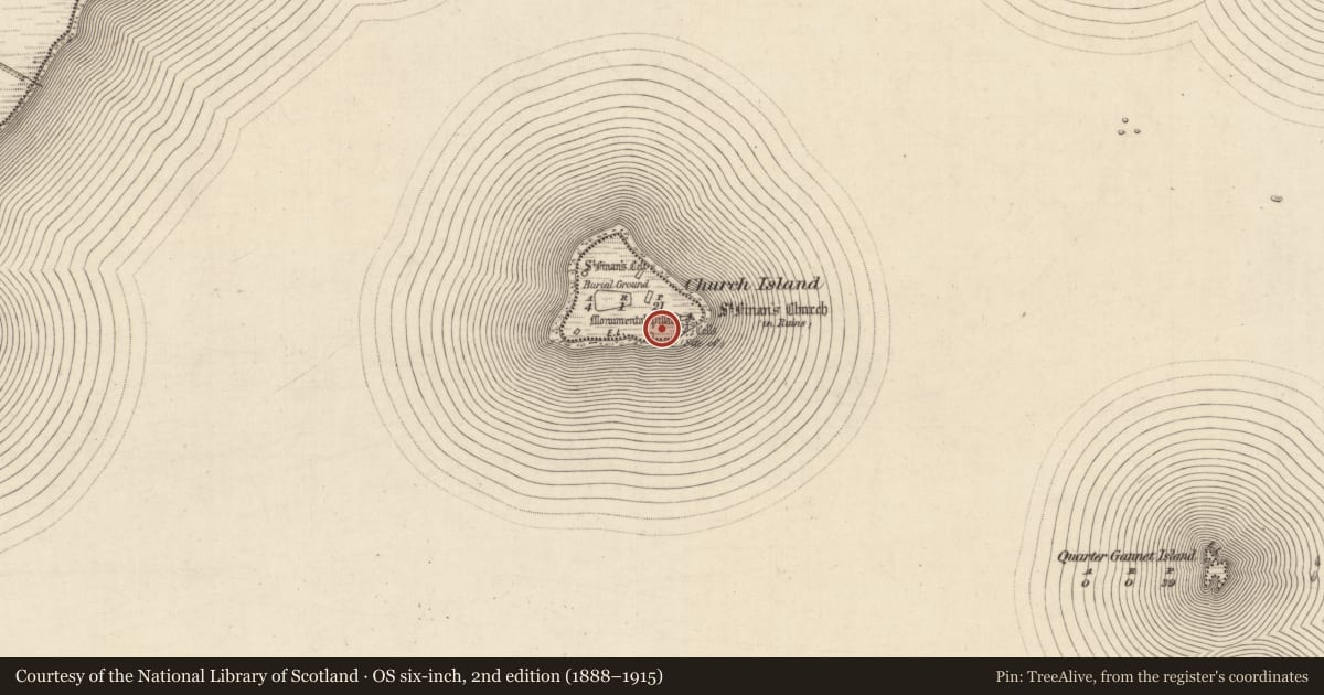 Ordnance Survey six-inch map, 2nd edition (1888–1915) covering the location of House - indeterminate date, Church Island, County Kerry, with a pin at the register's coordinates