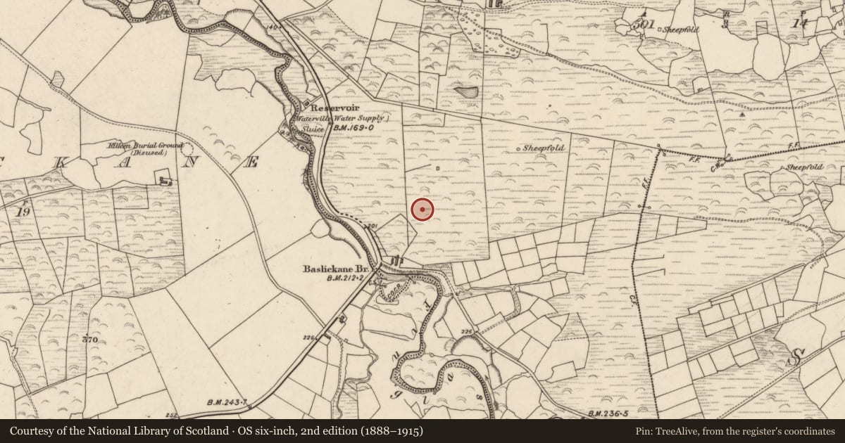 Ordnance Survey six-inch map, 2nd edition (1888–1915) covering the location of Enclosure, Íochtar Cua, County Kerry, with a pin at the register's coordinates