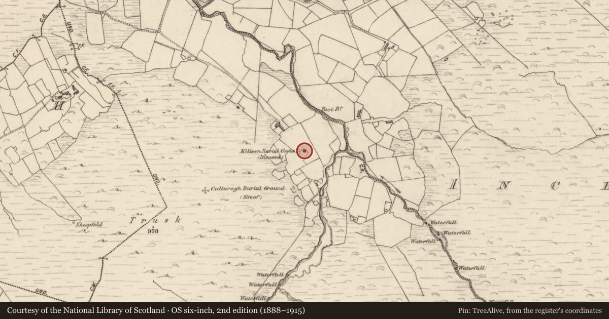 Ordnance Survey six-inch map, 2nd edition (1888–1915) covering the location of Ringfort - cashel, Inchee West, County Kerry, with a pin at the register's coordinates