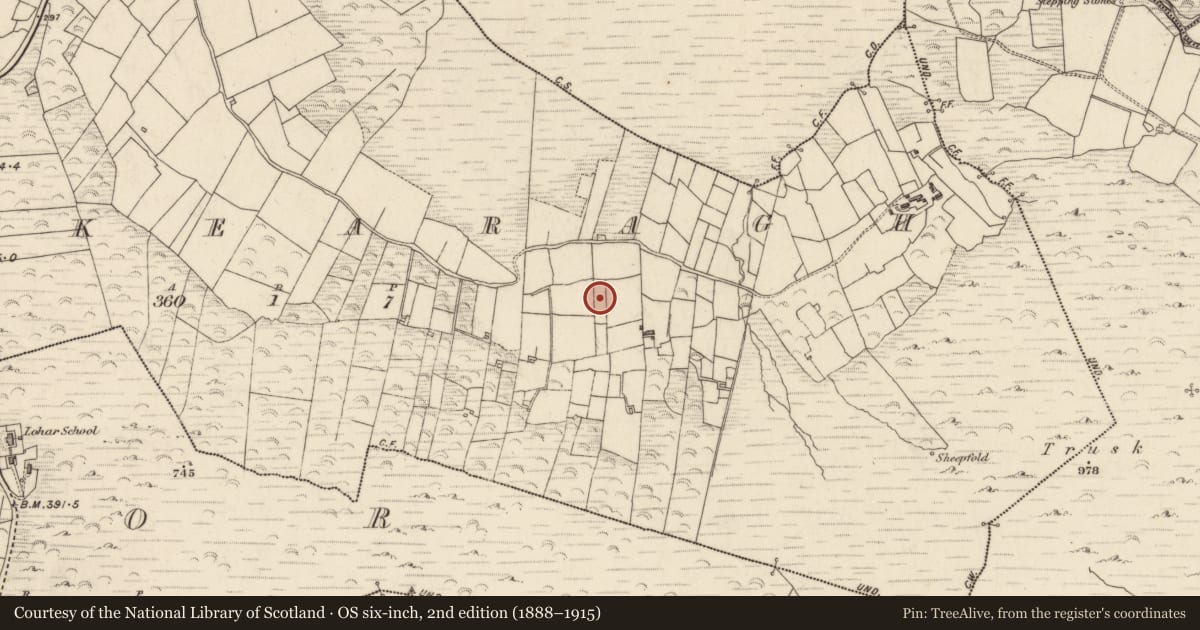 Ordnance Survey six-inch map, 2nd edition (1888–1915) covering the location of Souterrain, Ardkearagh, County Kerry, with a pin at the register's coordinates