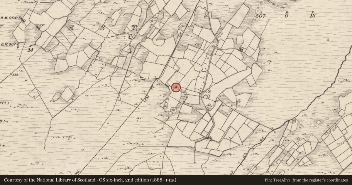 Ordnance Survey six-inch map, 2nd edition (1888–1915) covering the location of Ringfort - cashel, Derry East, County Kerry, with a pin at the register's coordinates