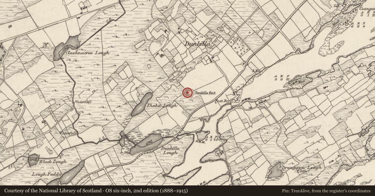 Ordnance Survey six-inch map, 2nd edition (1888–1915) covering the location of Souterrain, Tahilla, County Kerry, with a pin at the register's coordinates