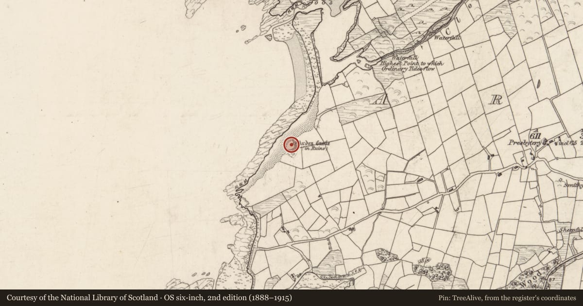 Ordnance Survey six-inch map, 2nd edition (1888–1915) covering the location of Castle - unclassified, Ardea, County Kerry, with a pin at the register's coordinates