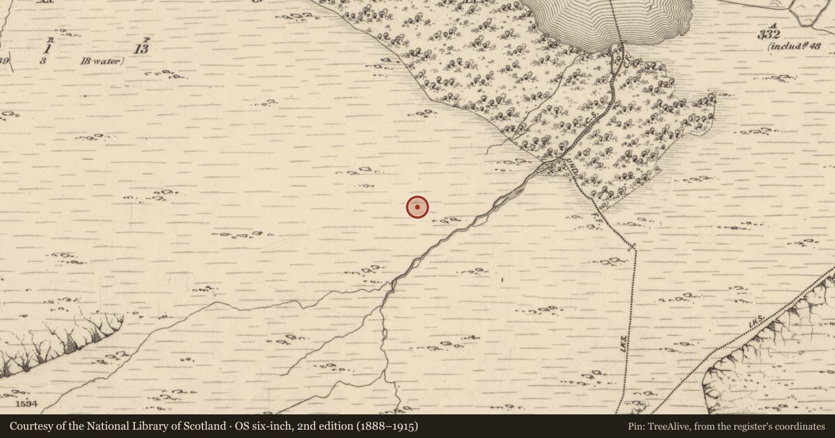 Ordnance Survey six-inch map, 2nd edition (1888–1915) covering the location of Hut site, Uragh, County Kerry, with a pin at the register's coordinates