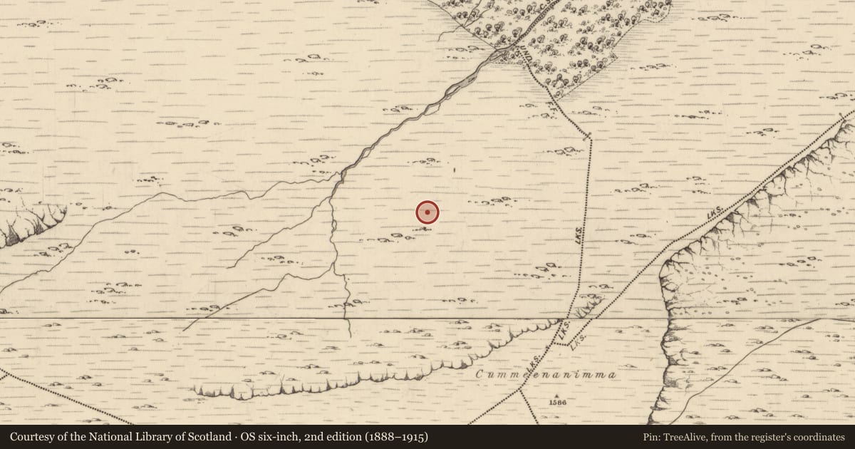 Ordnance Survey six-inch map, 2nd edition (1888–1915) covering the location of Hut site, Uragh, County Kerry, with a pin at the register's coordinates