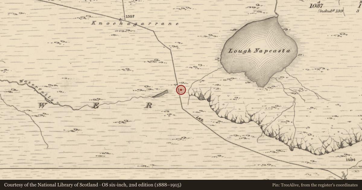Ordnance Survey six-inch map, 2nd edition (1888–1915) covering the location of Enclosure, Uragh, County Kerry, with a pin at the register's coordinates