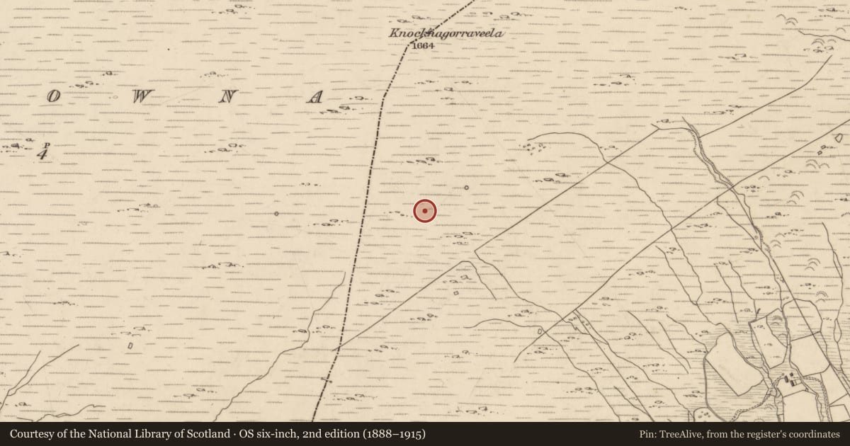 Ordnance Survey six-inch map, 2nd edition (1888–1915) covering the location of Enclosure, Baurearagh, County Kerry, with a pin at the register's coordinates