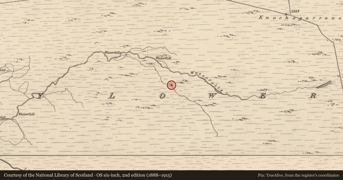 Ordnance Survey six-inch map, 2nd edition (1888–1915) covering the location of Enclosure, Drombohilly Lower, County Kerry, with a pin at the register's coordinates