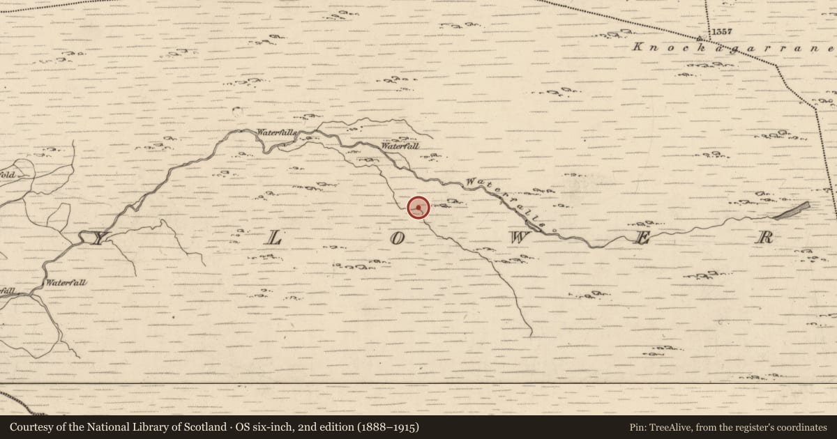 Ordnance Survey six-inch map, 2nd edition (1888–1915) covering the location of Hut site, Drombohilly Lower, County Kerry, with a pin at the register's coordinates