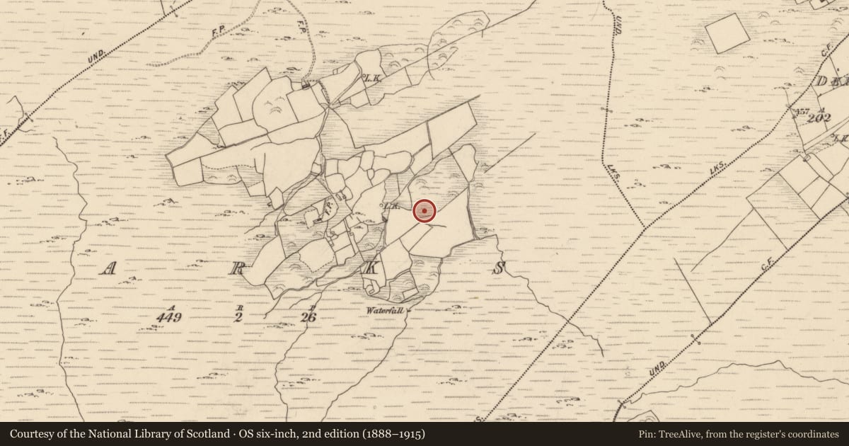 Ordnance Survey six-inch map, 2nd edition (1888–1915) covering the location of Ringfort - rath, Carks, County Kerry, with a pin at the register's coordinates