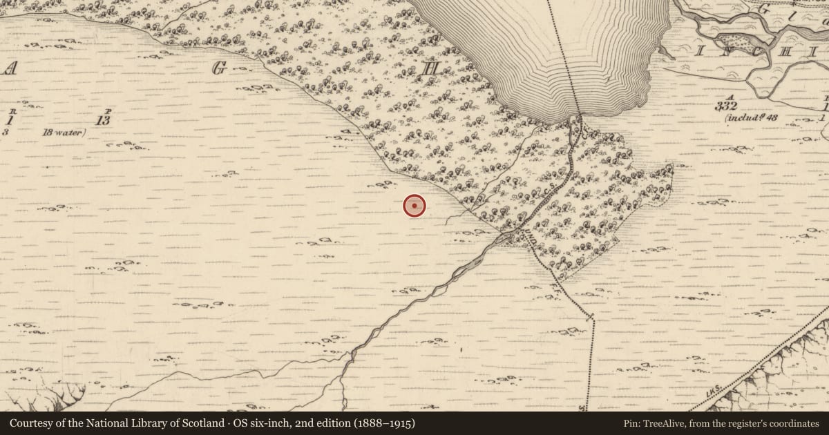 Ordnance Survey six-inch map, 2nd edition (1888–1915) covering the location of Field boundary, Uragh, County Kerry, with a pin at the register's coordinates