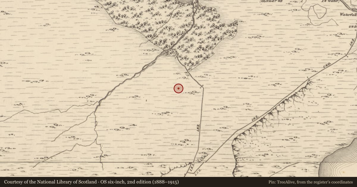 Ordnance Survey six-inch map, 2nd edition (1888–1915) covering the location of Hut site, Uragh, County Kerry, with a pin at the register's coordinates