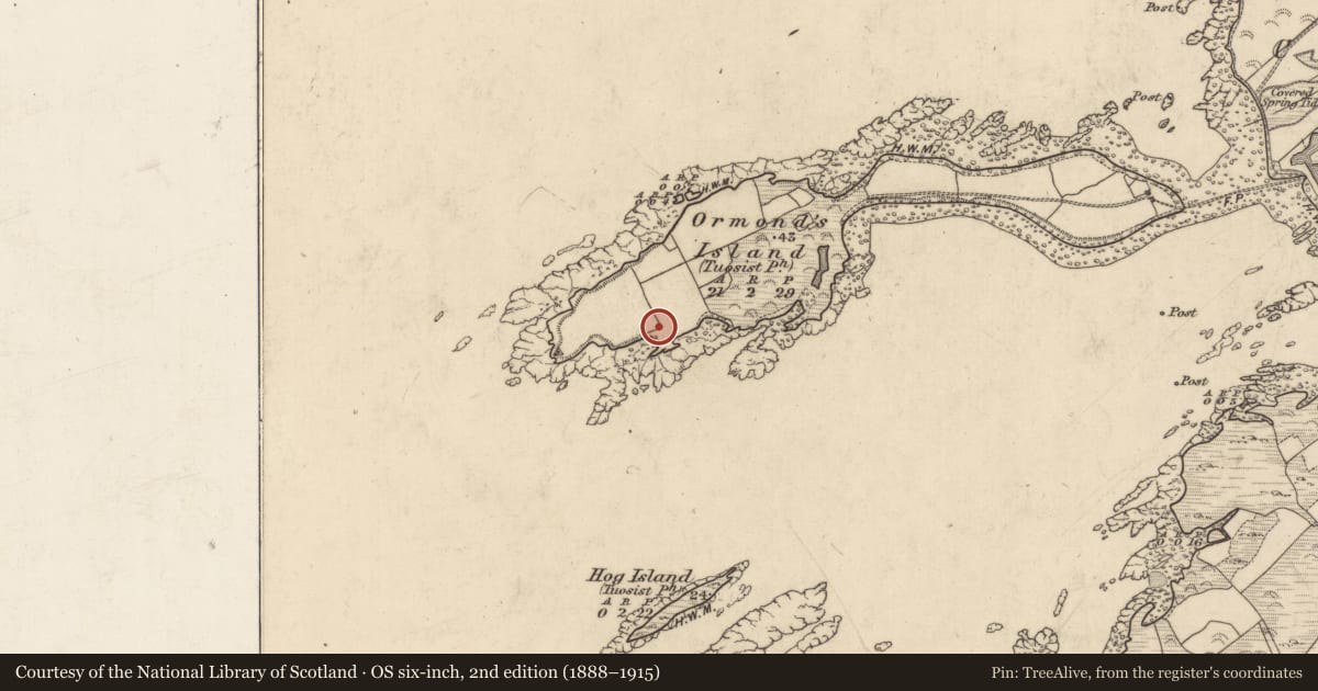 Ordnance Survey six-inch map, 2nd edition (1888–1915) covering the location of Boulder-burial, Coornagillagh, County Kerry, with a pin at the register's coordinates