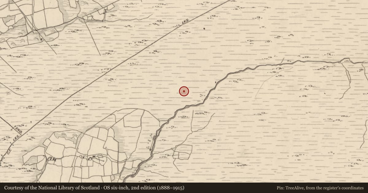Ordnance Survey six-inch map, 2nd edition (1888–1915) covering the location of Turf stand, Maulagowna, County Kerry, with a pin at the register's coordinates