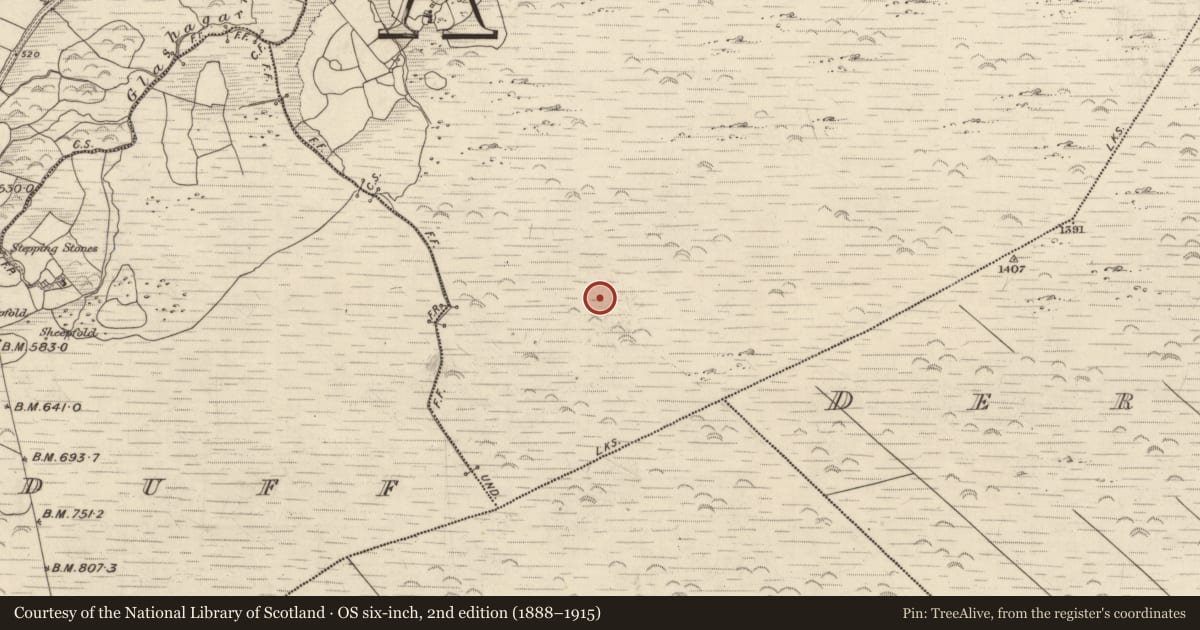 Ordnance Survey six-inch map, 2nd edition (1888–1915) covering the location of Hut site, Derrygarriv, County Kerry, with a pin at the register's coordinates