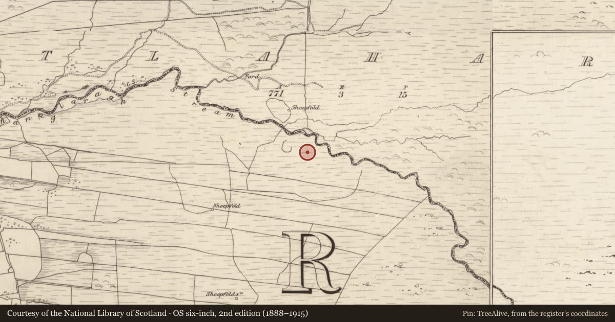 Ordnance Survey six-inch map, 2nd edition (1888–1915) covering the location of Hut site, Coolnagoppoge, County Kerry, with a pin at the register's coordinates