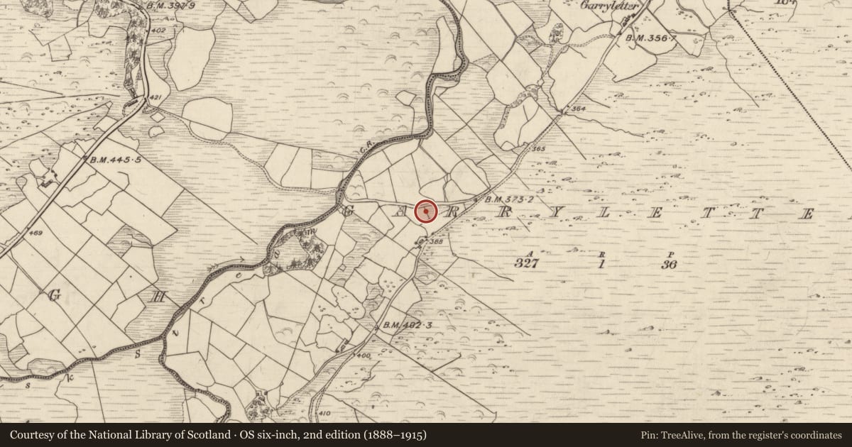 Ordnance Survey six-inch map, 2nd edition (1888–1915) covering the location of Ringfort - rath, Garryletter, County Kerry, with a pin at the register's coordinates