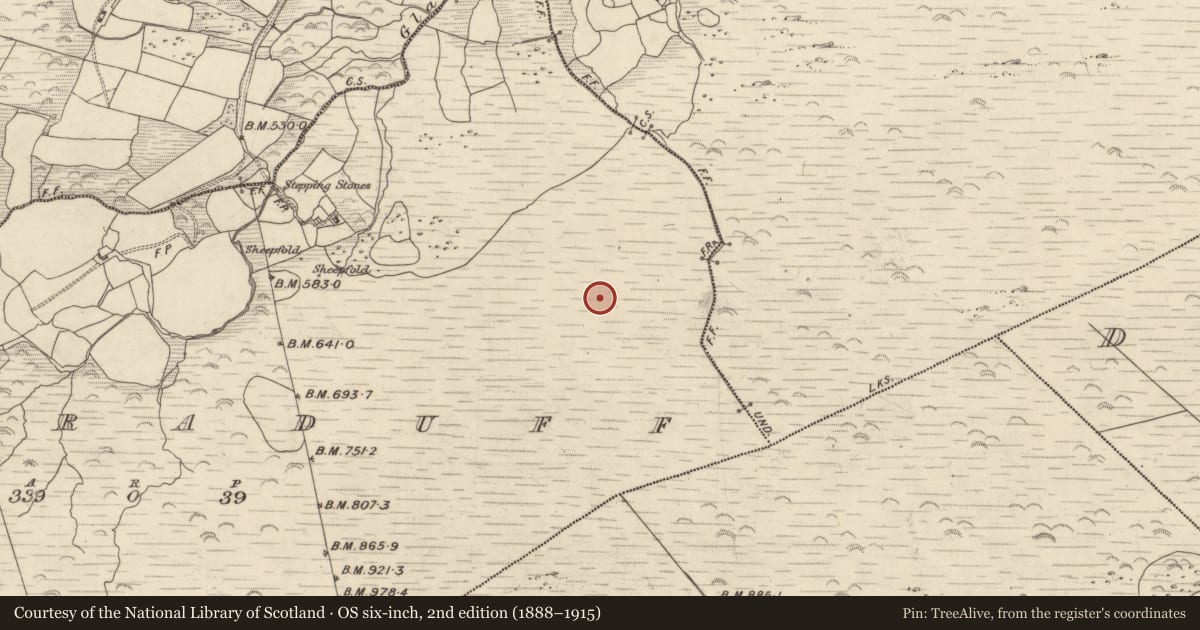 Ordnance Survey six-inch map, 2nd edition (1888–1915) covering the location of Enclosure, Barraduff, County Kerry, with a pin at the register's coordinates