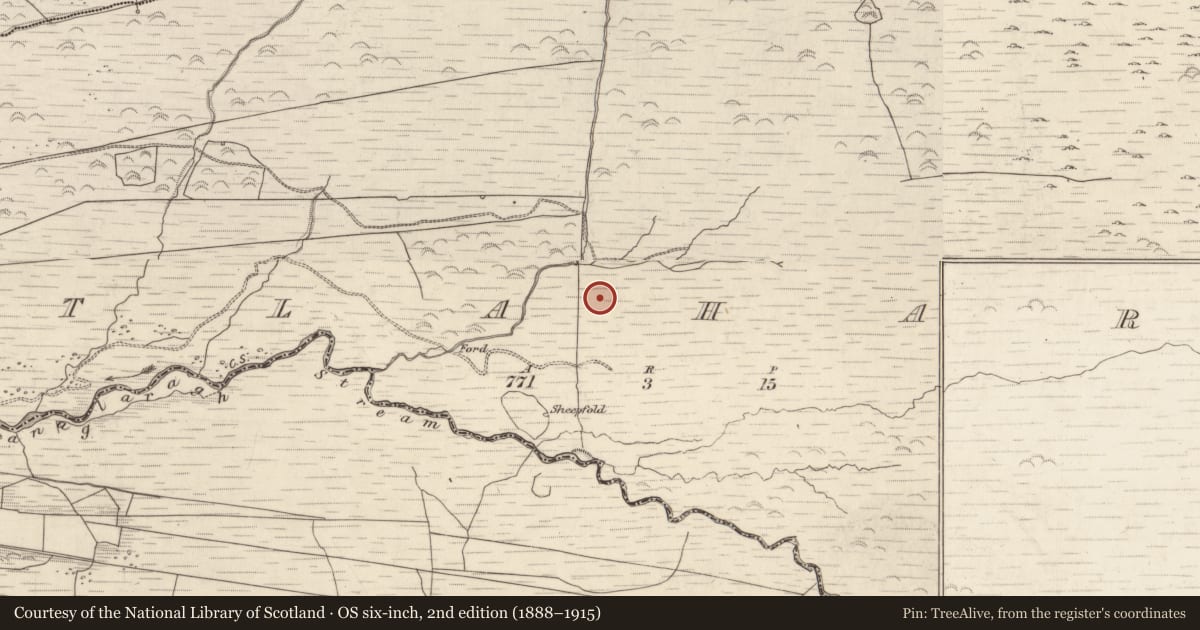 Ordnance Survey six-inch map, 2nd edition (1888–1915) covering the location of Field boundary, Gortlahard, County Kerry, with a pin at the register's coordinates