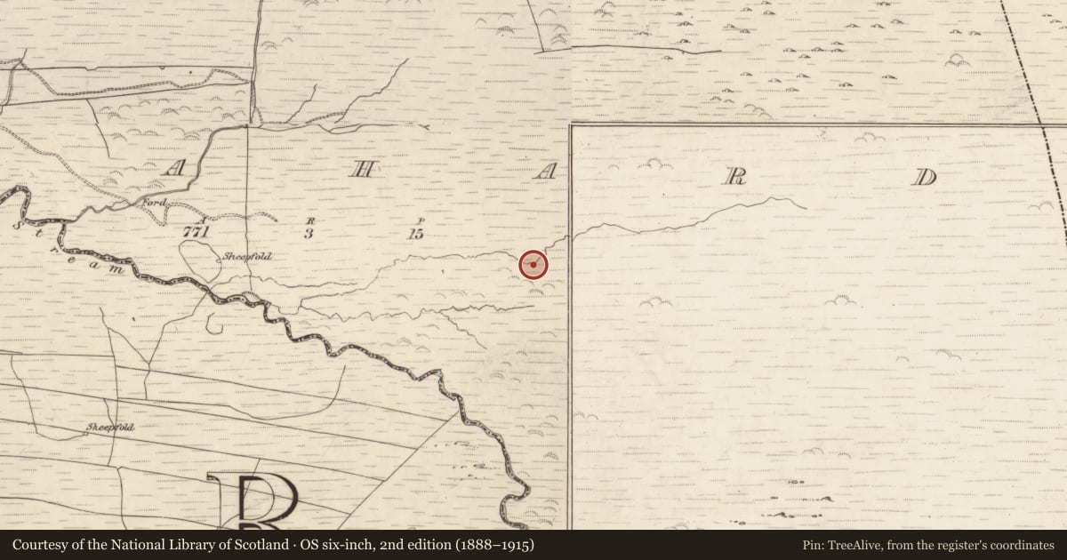 Ordnance Survey six-inch map, 2nd edition (1888–1915) covering the location of Fulacht fia, Gortlahard, County Kerry, with a pin at the register's coordinates