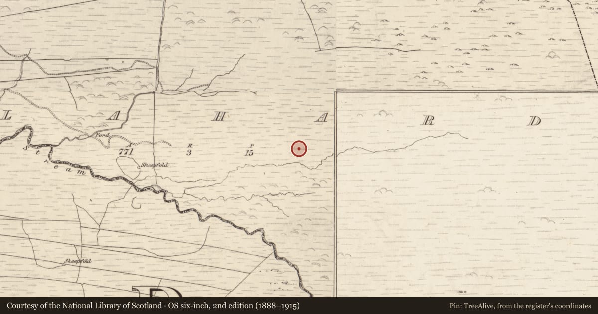 Ordnance Survey six-inch map, 2nd edition (1888–1915) covering the location of Field boundary, Gortlahard, County Kerry, with a pin at the register's coordinates