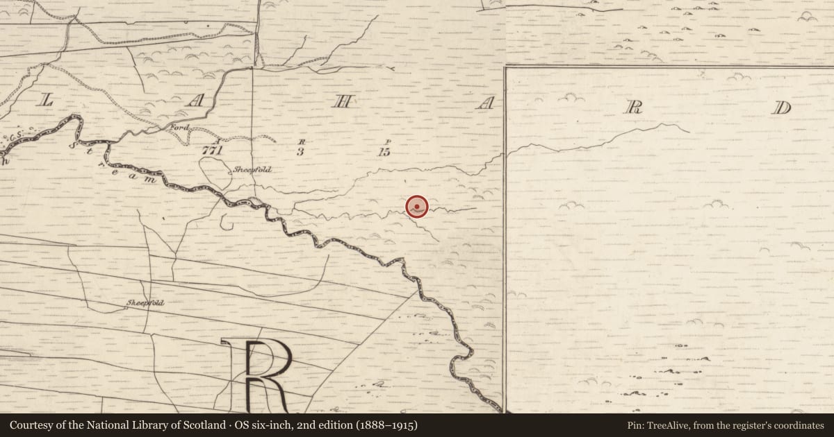 Ordnance Survey six-inch map, 2nd edition (1888–1915) covering the location of Field boundary, Gortlahard, County Kerry, with a pin at the register's coordinates