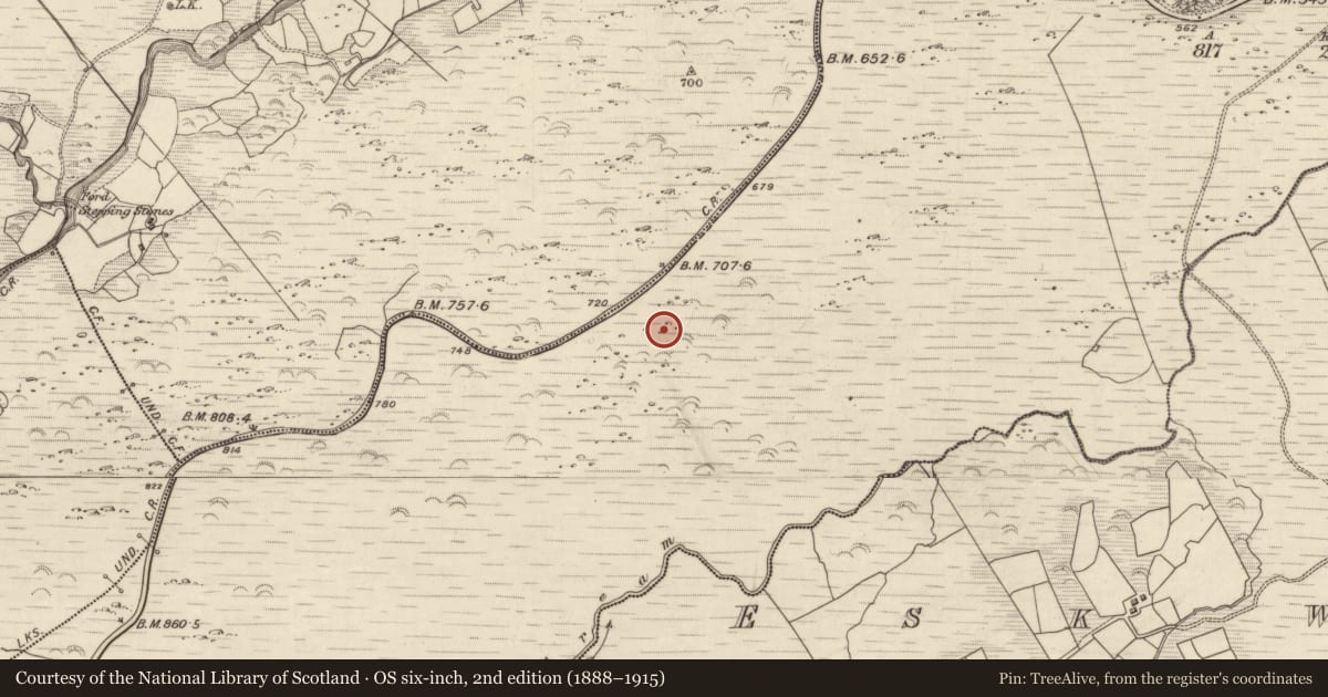 Ordnance Survey six-inch map, 2nd edition (1888–1915) covering the location of Hut site, Releagh, County Kerry, with a pin at the register's coordinates