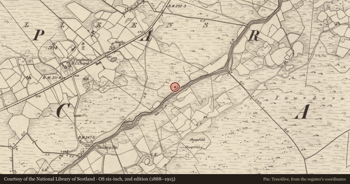 Ordnance Survey six-inch map, 2nd edition (1888–1915) covering the location of Cliff-edge fort, Milleens, County Kerry, with a pin at the register's coordinates